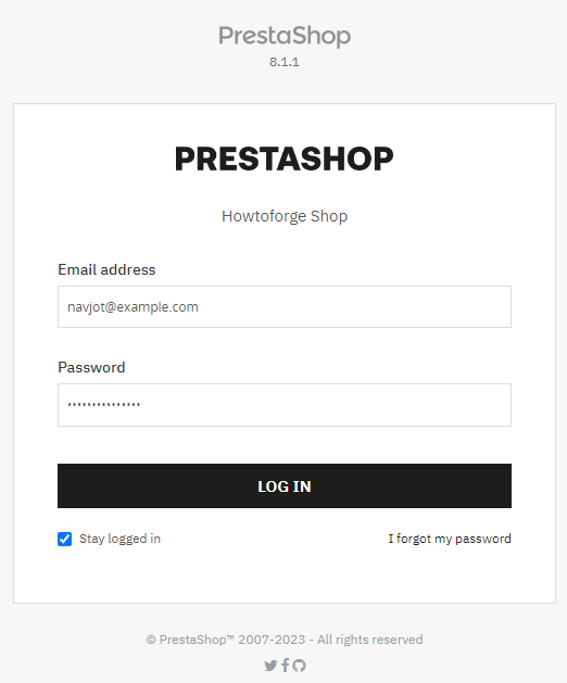 Prestashop Login Seite