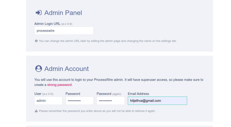 Admin Benutzereinstellungen