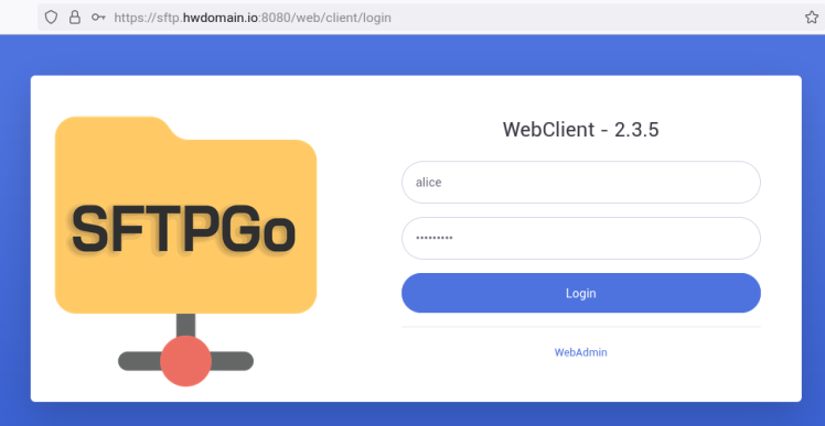 über sftpgo verbinden