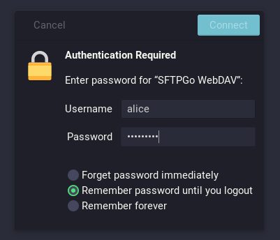 Benutzerpasswort eingeben webdav