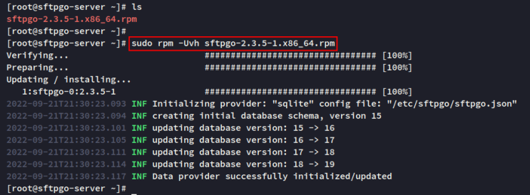 sftpgo über rpm installieren