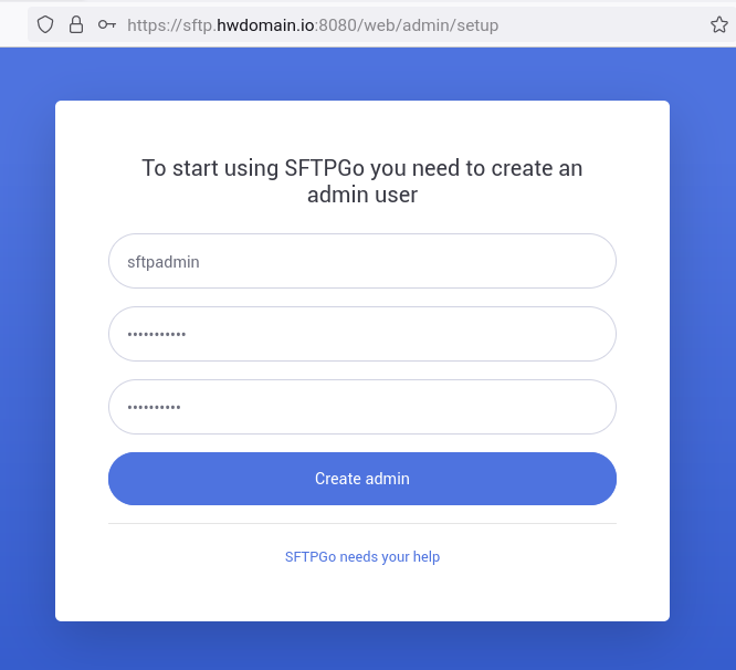 Admin-Benutzer sftpgo anlegen