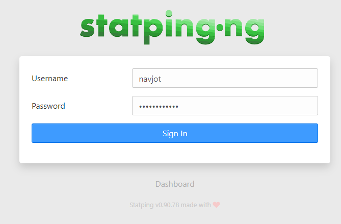 Statping Anmeldebildschirm