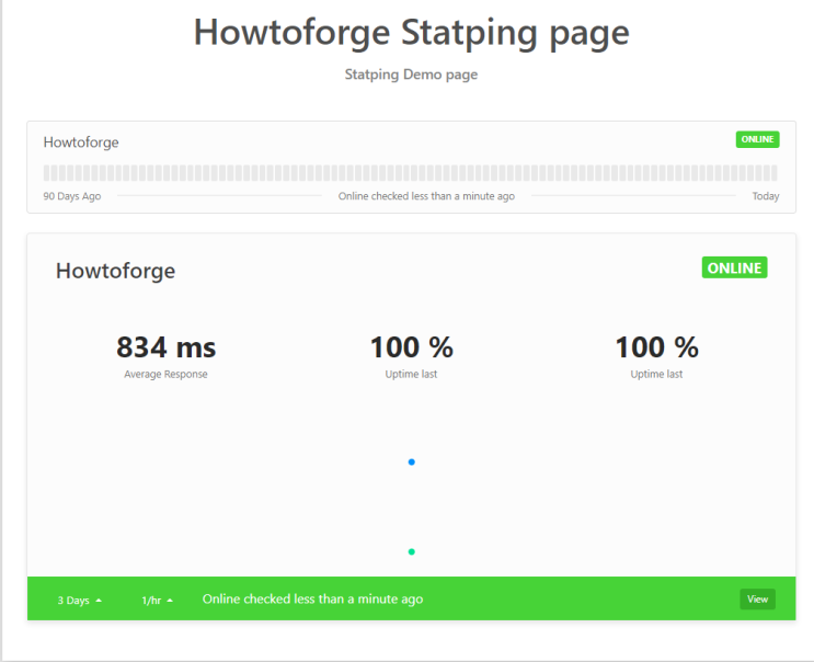 Stating-Statusseite mit Live-Service