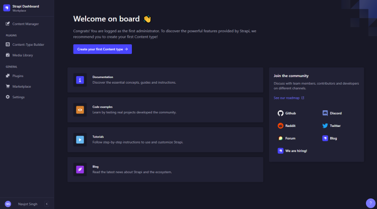 Strapi Admin Dashboard