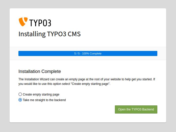 Installation beendet