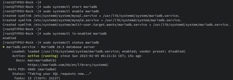 start verify mariadb