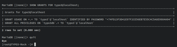 Benutzerrechte anzeigen