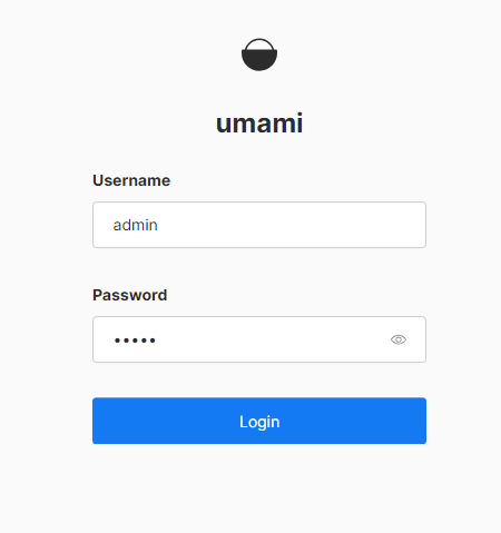 Umami Login Seite