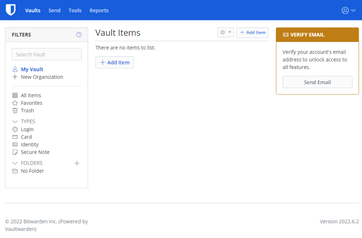 Vaultwarden Dashboard