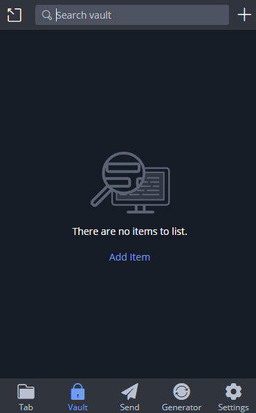 Bildschirm der Bitwarden App
