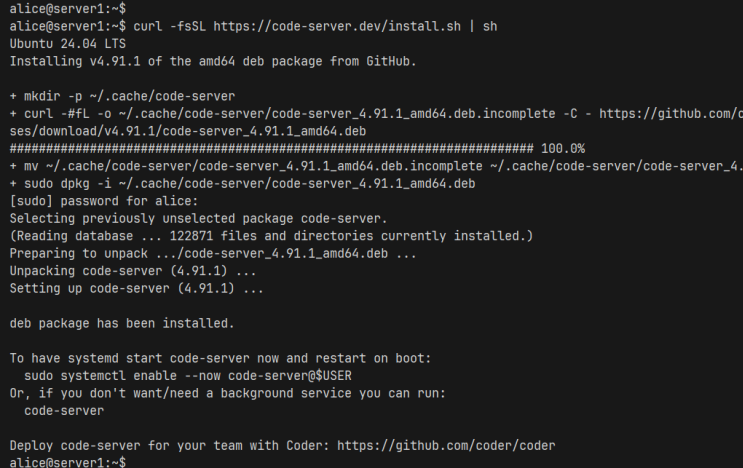 code-server installieren