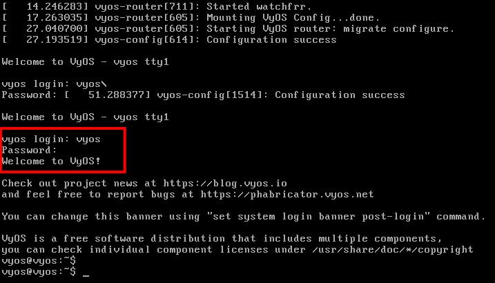 Anmeldung bei vyos default