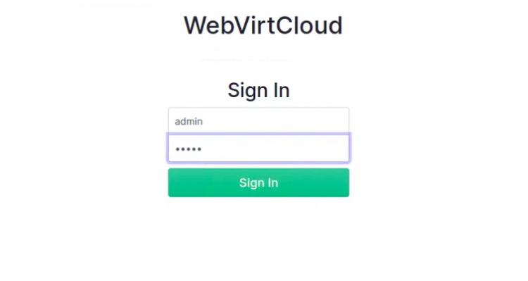 WebVirtCloud Anmeldung
