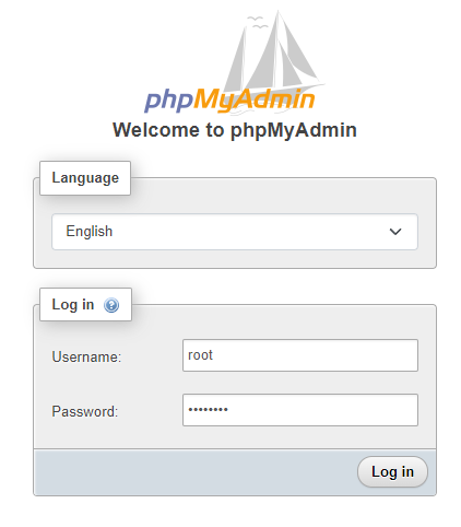 phpMyAdmin Login-Seite