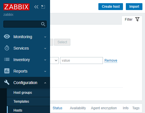 Zabbix Hosts erstellen