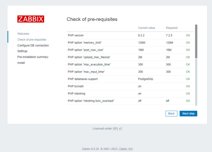 Zabbix Systemanforderungen prüfen