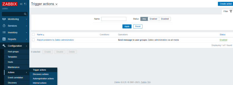 Zabbix Auslöser-Aktionen