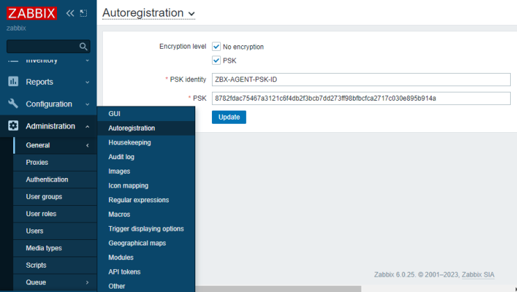 Zabbix Autoregistrierung Verschlüsselung