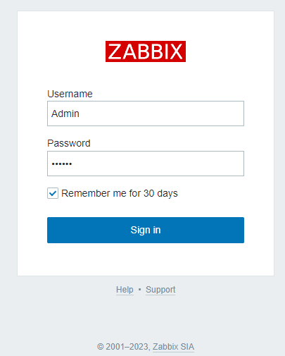 Zabbix Login-Seite