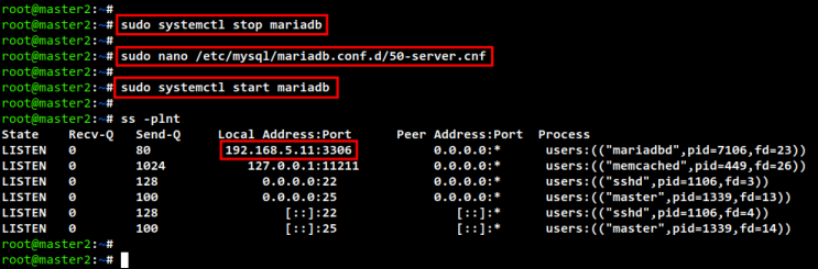 mariadb master2 konfigurieren