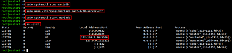 mariadb master1 konfigurieren