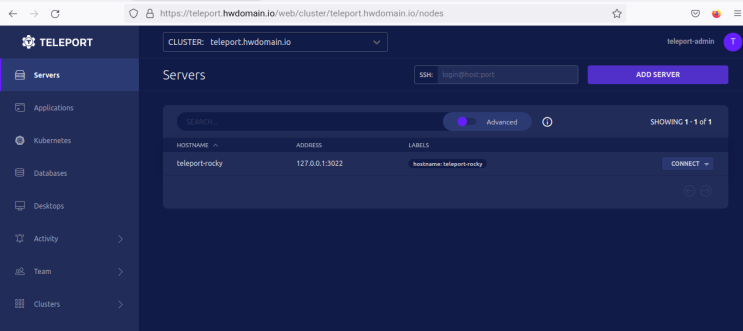 teleport dashboard verwaltung