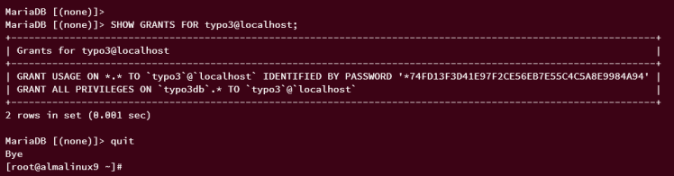 Benutzerprivilegien anzeigen