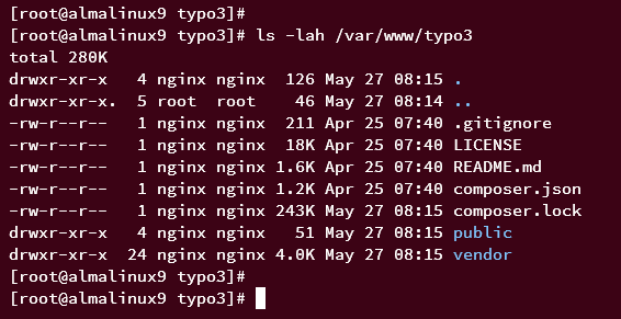 list files TYPO3 CMS source code
