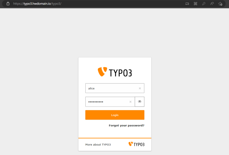 Anmeldung bei TYPO3 CMS