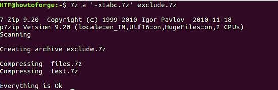 Dateien von 7zip ausschließen