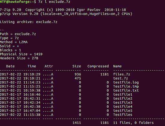 Ergebnis des Dateiausschlusses