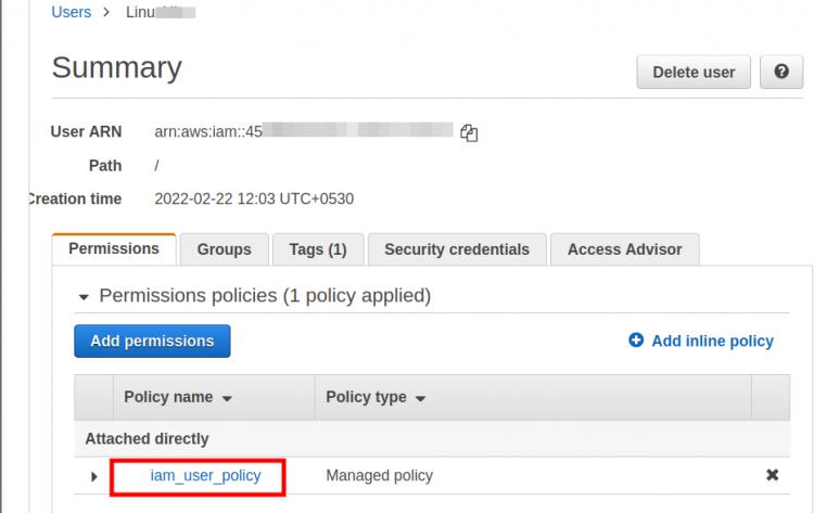 IAM-Richtlinie mit dem IAM-Benutzer verknüpfen