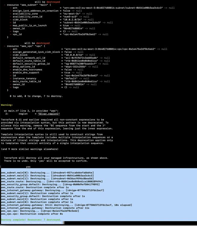 Terraform zerstören