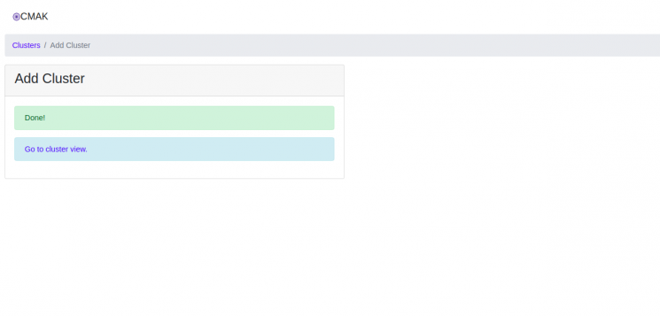 Erfolgreich einen Cluster hinzugefügt