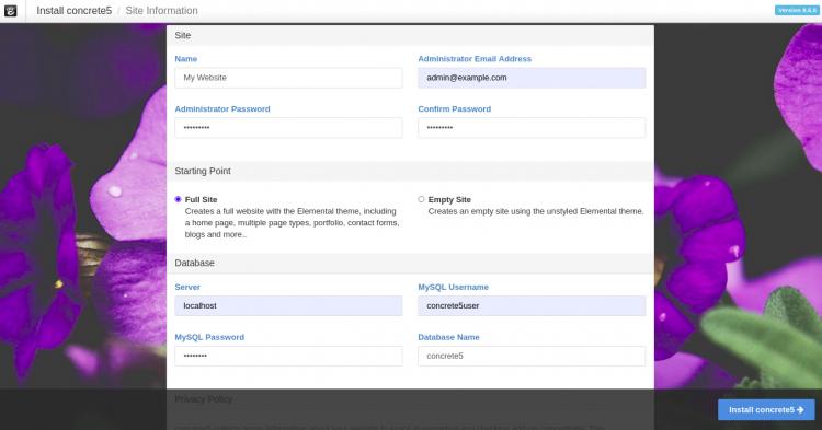 Website Name und Login Details