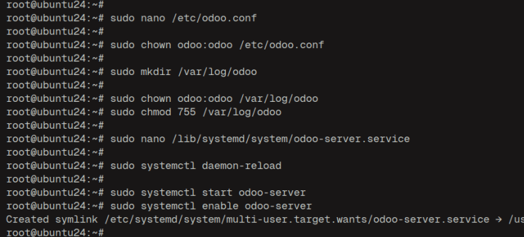 Odoo-Dienst einrichten