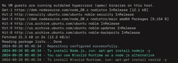 Nodejs Repo hinzufügen