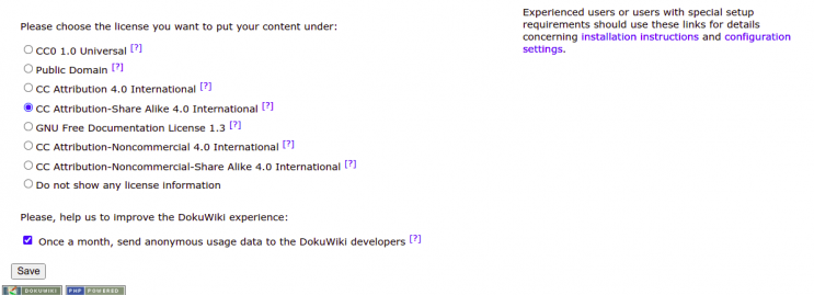 Lizenzbedingungen für Wiki-Inhalte wählen