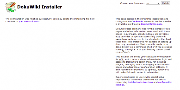 Installation erfolgreich