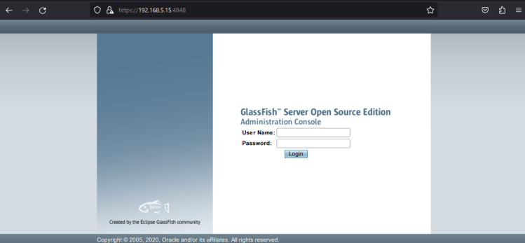 Glassfish-Anmeldeseite