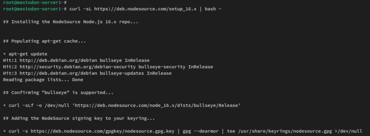 Nodejs Repo hinzufügen