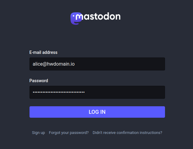 mastodon Login-Seite