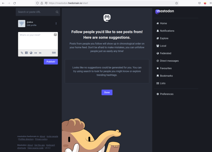Mastodon Benutzer Dashboard