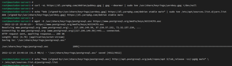 yarn postgresql repo hinzufügen