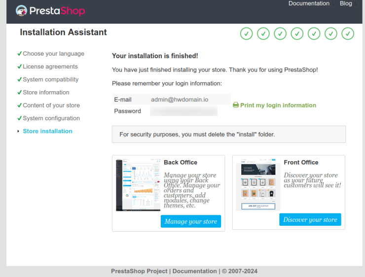 Installation abgeschlossen