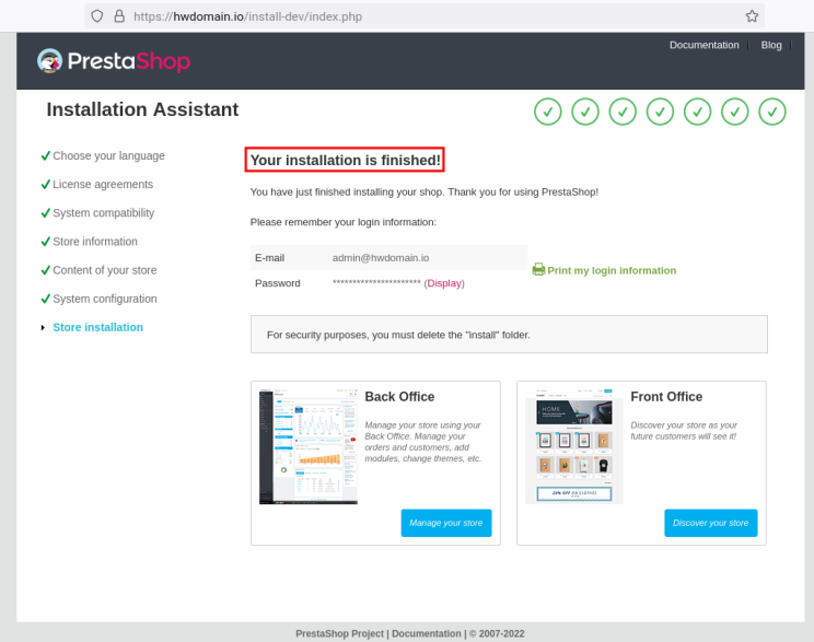 Installation beendet