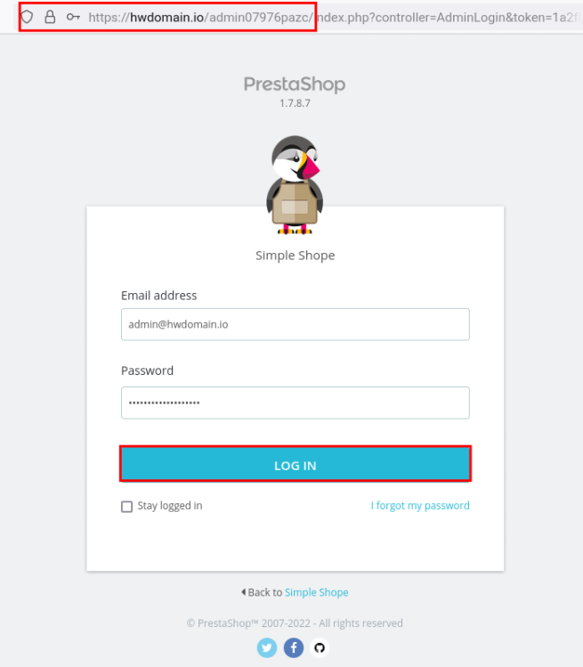 prestashop admin login