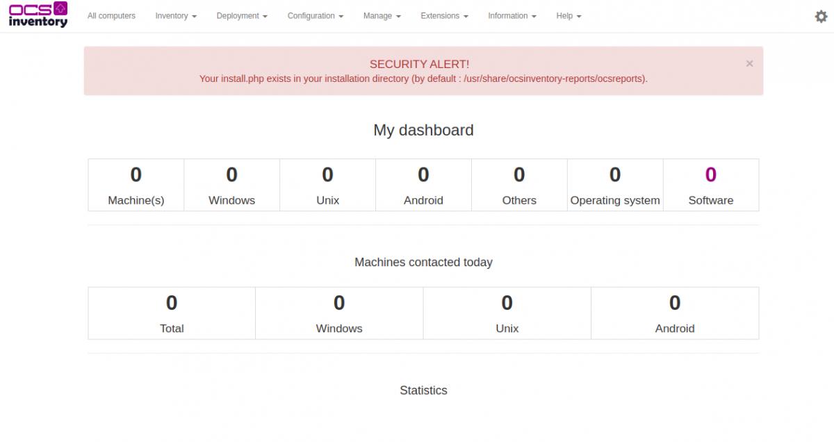 OCS Inventarisierungsserver-Dashboard