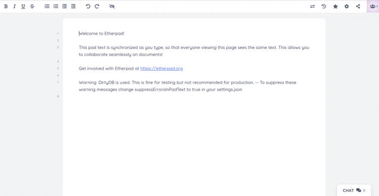 Etherpad Online-Redakteur